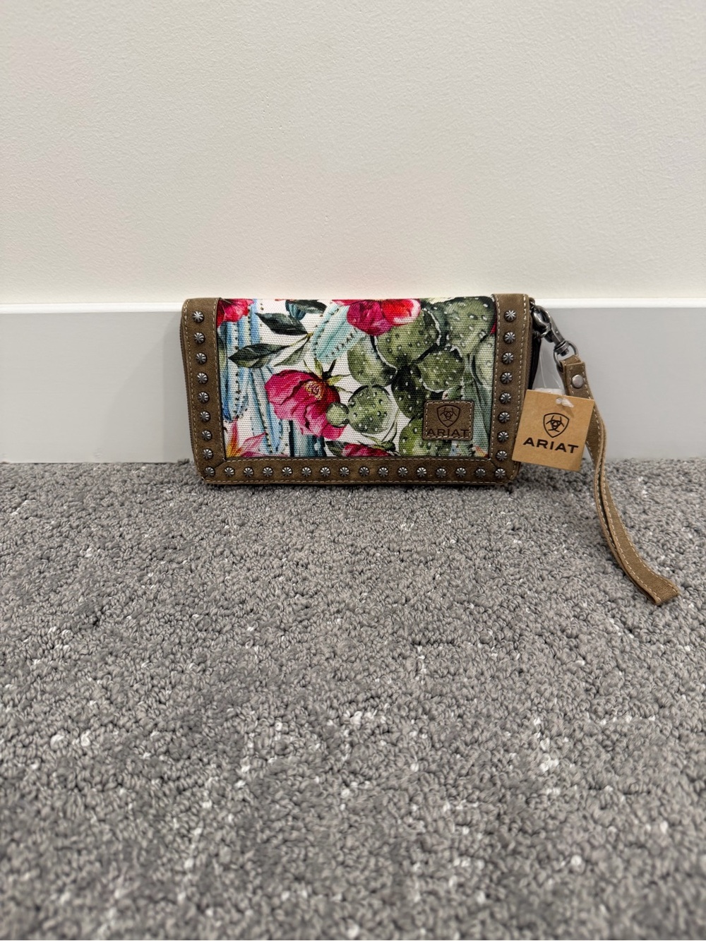 Ariat Floral Cactus Wristlet in Pink, Green, Tan